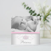 ピンクグレーガールズプリンセス誕生のお知らせ 案内状 (スタンド正面)