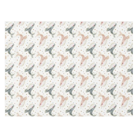ピンクグレークジラ水玉模様ベビーシャワー誕生日 テーブルクロス (正面(横))