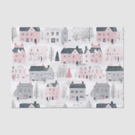 ピンクグレークリスマスハウスオンホワイト 薄葉紙