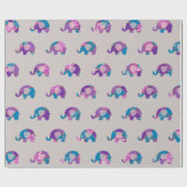 ピンクグレーグレーパープルプリンセスゾウ新生児 ラッピングペーパー (フラット)