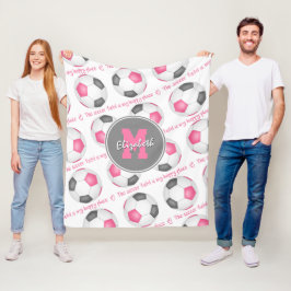 ピンクグレーサッカー場は私の幸せな場所だ フリースブランケット