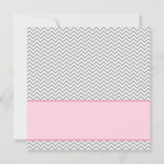 ピンクグレーシェブロン少女の写真の誕生のお知らせ 案内状 (裏面)