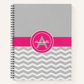 ピンクグレーシェブロン ノートブック (正面)