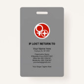 ピンクグレーシェードの列会社写真テンプレートID バッジ (裏面)