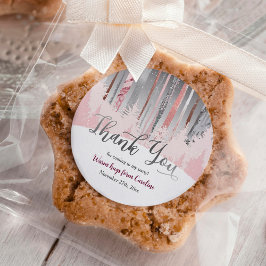 ピンクグレーシルバースノーフォレストウィンター誕生日 ラウンドシール