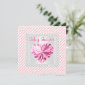 ピンクグレーストライププリンセステーマベビーシャワー 招待状 (スタンド正面)