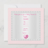 ピンクグレーストライププリンセステーマベビーシャワー 招待状 (裏面)