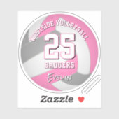 ピンクグレースポーツチームカラーバレーボール選手 シール (シート)