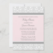 ピンクグレーダマスクカスタムベビーシャワー招待状 招待状 (裏面)