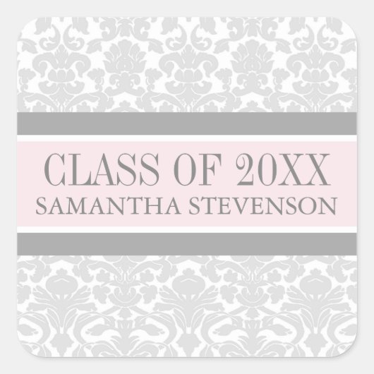 ピンクグレーダマスクカスタム卒業年名 スクエアシール (正面)