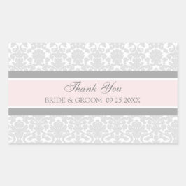 ピンクグレーダマスクサンキューユー結婚式の引き出物ラベル 長方形シール