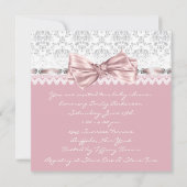 ピンクグレーダマスクピンクグレーベビーガールシャワー 招待状 (裏面)