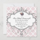 ピンクグレーダマスクベビーガールシャワー招待状 招待状 (裏面)