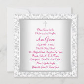 ピンクグレーダマスクベビーガールバプテスマ《キリスト教》洗礼式や命名式 招待状 (裏面)