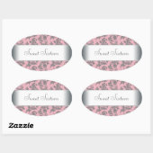 ピンクグレーダマスク封筒用シールパーティーラベル 楕円形シール (シート)