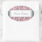 ピンクグレーダマスク封筒用シールパーティーラベル 楕円形シール (バッグ)