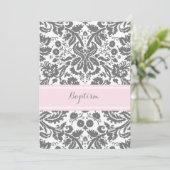 ピンクグレーダマスク洗礼招待状 招待状 (スタンド正面)