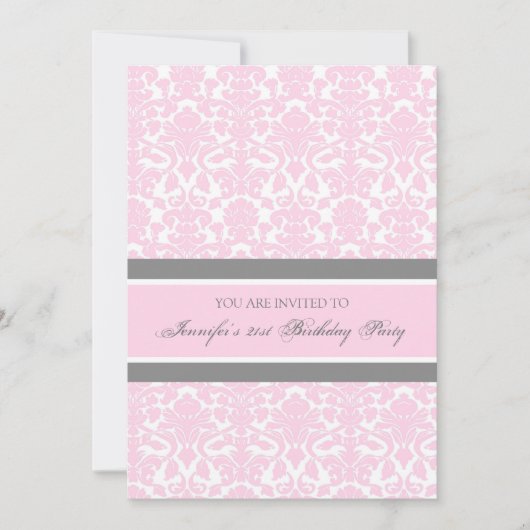 ピンクグレーダマスク21歳誕生日パーティの招待状 招待状 (正面)