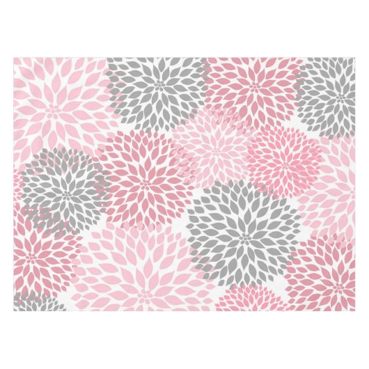 ピンクグレーダリアフローラアールデコール、花 テーブルクロス (正面(横))