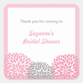 ピンクグレーダリアブライダルまたはベビーシャワーメッセージカード スクエアシール