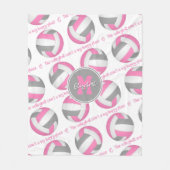 ピンクグレーバレーボールのコートは私の幸せな場所である フリースブランケット (正面)