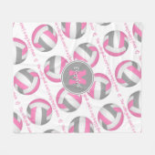 ピンクグレーバレーボールのコートは私の幸せな場所である フリースブランケット (正面(横))