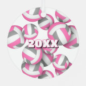 ピンクグレーバレーボールwアスリート名記念 メタルオーナメント (裏面)