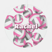ピンクグレーバレーボールwアスリート名記念 メタルオーナメント (正面)