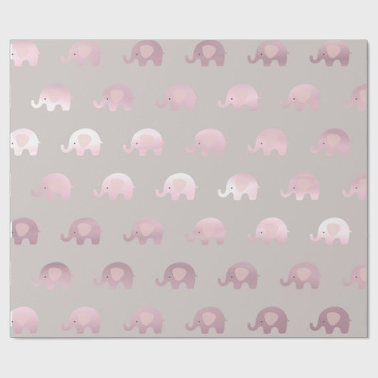ピンクグレーパステルプリンセスエレファント新生児 ラッピングペーパー (フラット)