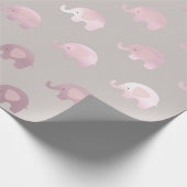 ピンクグレーパステルプリンセスエレファント新生児 ラッピングペーパー (角)