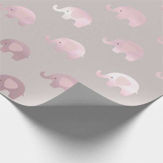 ピンクグレーパステルプリンセスエレファント新生児 ラッピングペーパー (角)