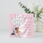 ピンクグレーパールハイヒールエスニックベビーシャワー 招待状 (スタンド正面)