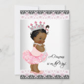 ピンクグレーパールレースエスニックベビーガールシャワー 招待状 (正面)