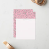 ピンクグレーヒョウ2 パーソナライズされた ノートカード (正面/裏面インサイチュ)