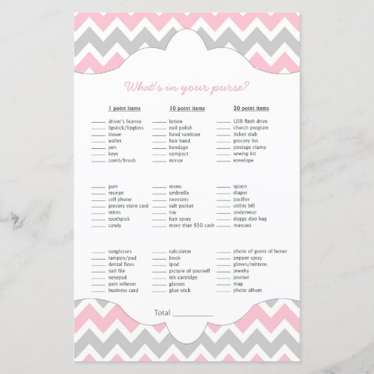 ピンクグレービンゴ財布女の子の赤ちゃんシャワーゲーム (裏面)