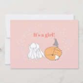 ピンクグレーフローラウッドランドアニマルズベビーガール誕生 案内状 (裏面)
