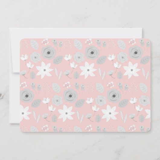 ピンクグレーフローラガールフォトファースト聖餐式 招待状 (裏面)