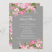 ピンクグレーフローラシャビーシックブライダルシャワー招待状 招待状 (正面/裏面)