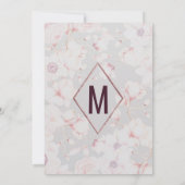 ピンクグレーフローラバラ金ゴールド手書き誕生日 招待状 (裏面)