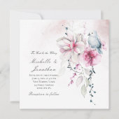 ピンクグレーフローラホワイトドーヴクリスチャン結婚ズ 招待状 (正面)