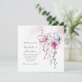 ピンクグレーフローラホワイトドーヴクリスチャン結婚ズ 招待状