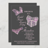 ピンクグレーブライダルシャワーランジェリーパーティー 招待状 (正面/裏面)