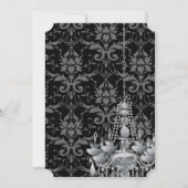 ピンクグレーブラックシャンデリアダマスクウェディング 招待状 (裏面)