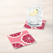 ピンクグレープフルーツのスライス スクエアペーパーコースター (インサイチュ)