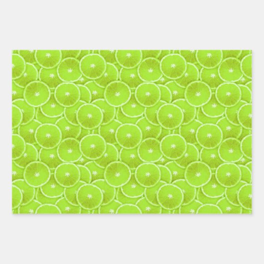 ピンクグレープフルーツオレンジとライムスライス ラッピングペーパーシート (正面2)