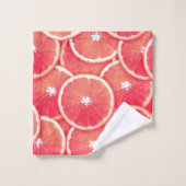 ピンクグレープフルーツ薄切りデジタルモンタージュ バスタオルセット (ウォッシュタオル)