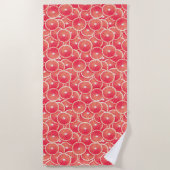 ピンクグレープフルーツ薄切りデジタルモンタージュ ビーチタオル (正面)