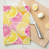 ピンクグレープフルーツ&レモンシャワーカーテン キッチンタオル (四つ折り)