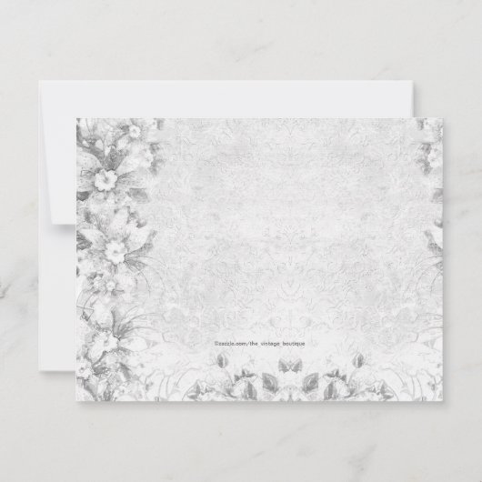 ピンクグレーベビーガールヴィンテージベビーシャワー 招待状 (裏面)