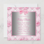 ピンクグレーベビーシューズピンクグレーベビーガールシャワー 招待状 (裏面)